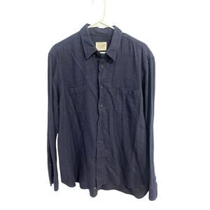 Billy Reid Standard Fit Button Down Shirt 100% Cotton Navy Blue Sz L Nice Cond